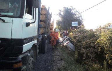 Siete lesionados, 3 de ellos menores de edad, fue el saldo de una colisión entre una camioneta y un camión forestal en el camino a Nacimiento