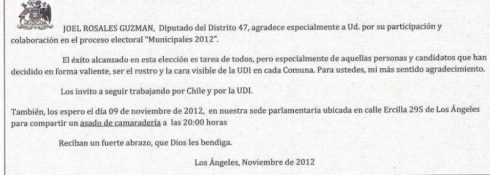 Polémica genera invitación de diputado Joel Rosales para celebración por éxito en municipales