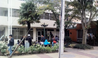 Aunque eran pocos protestantes en el municipio, el contingente de carabineros fue demasiado amplio