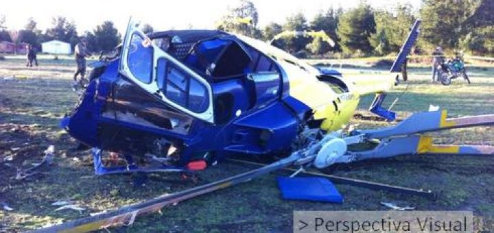 Helicóptero capotó luego de haber despegado de Aeródromo de María Dolores en Los Ángeles, dos lesionados
